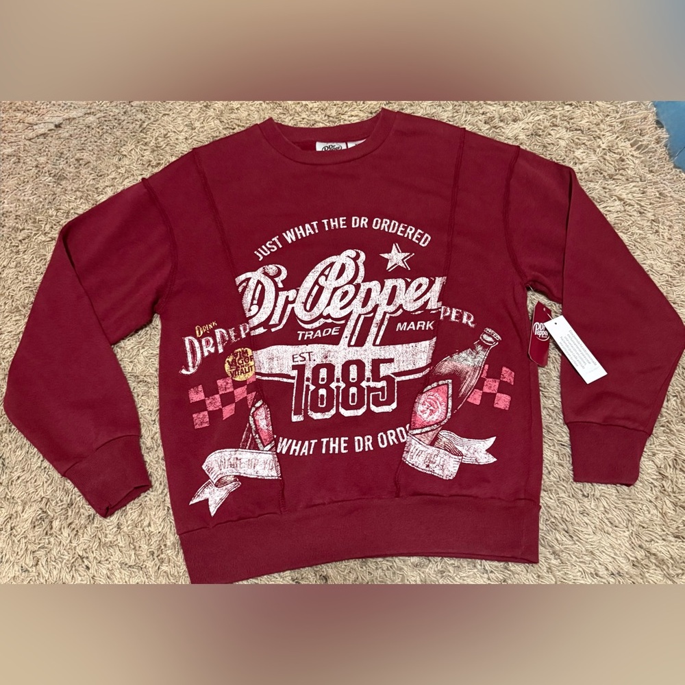 Dr. Pepper Women's Seamed Graphic Sweatshirt With Long Sleeves Size: XXS